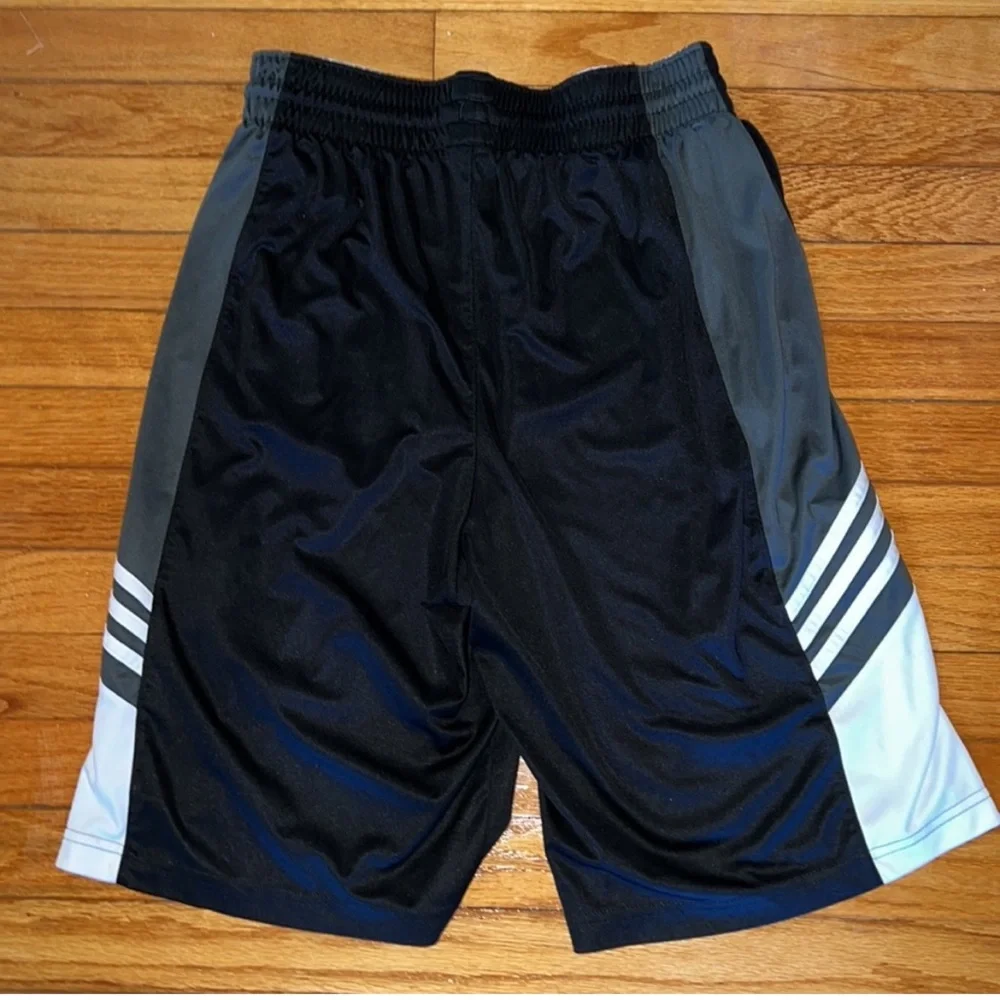 Adidas Black and Gray Athletic Shorts with Elastic Waistband